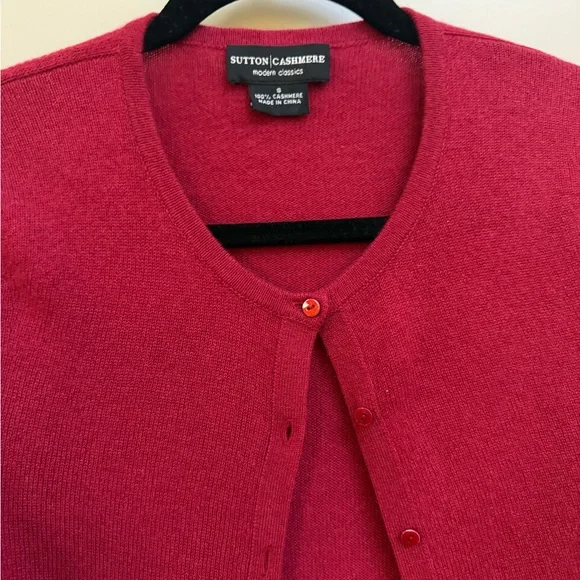 Sutton Cashmere Vibrant Red Cardigan - Picture 2 of 4